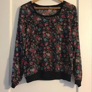 Rose floral sheer top
